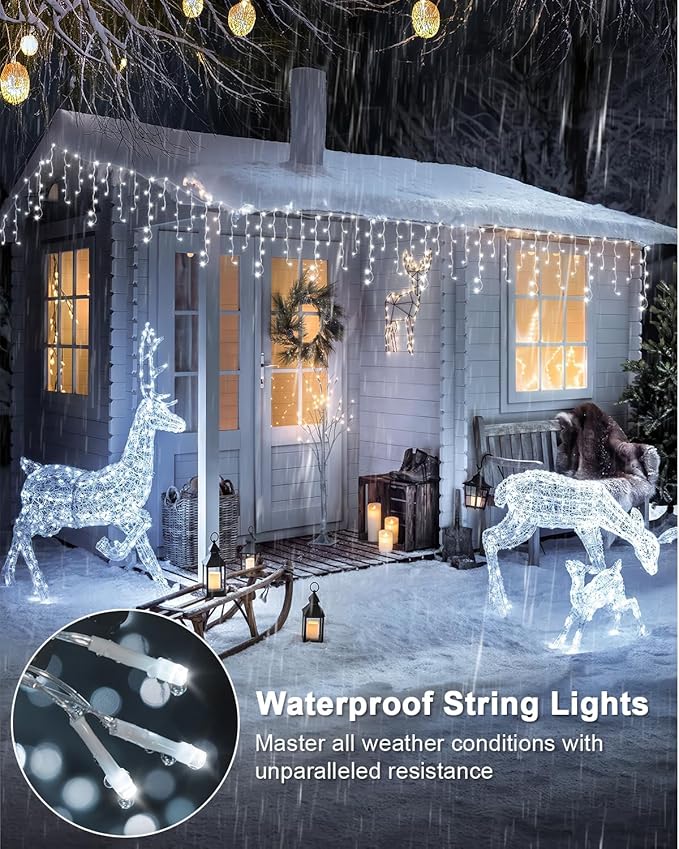 1458 LED 159 FT Wedding Decorations Outdoor, Waterproof Outside Christmas Lights Plug in, Timer & Memory, 8 Modes Fairy Lights with 324 Drops for Patio Window Holiday Pathway Indoor
