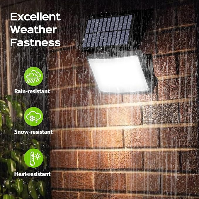 Adiding Solar Outdoor Lights, 2800LM LED Flood Lights with 16.4 Ft Cable, Remote Control Solar Motion Sensor Lights with 3 Modes, Solar Powered Security Lights for Outside Patio, Yard, Garage, 1 Pack