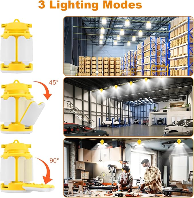 100FT LED Construction String Lights, 300W 30000LM Super Bright LED String Work Lights, Construction Temporary Lights for Construction Sites, Temporary Work, Job site, Indoor and Outdoor Lighting