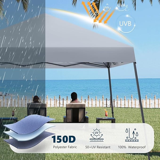 MASTERCANOPY Portable Pop Up Canopy Tent with Large Base (10x10,Light Gray)
