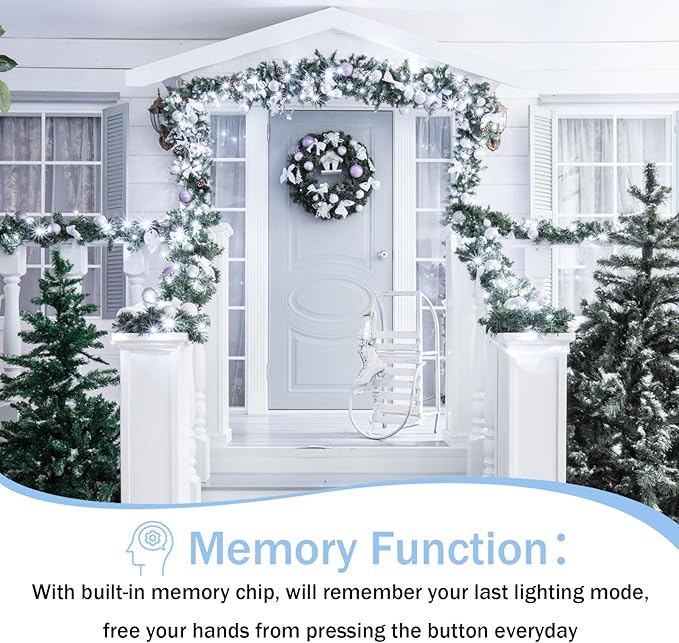 YIQU White 82FT 200 LED Christmas String Lights Outdoor/Indoor (Extendable Green Wire, Ultra-Bright with 8 Modes, UL Certified), Fairy String Lights for Xmas Tree Holiday Party Decoration, Cool White