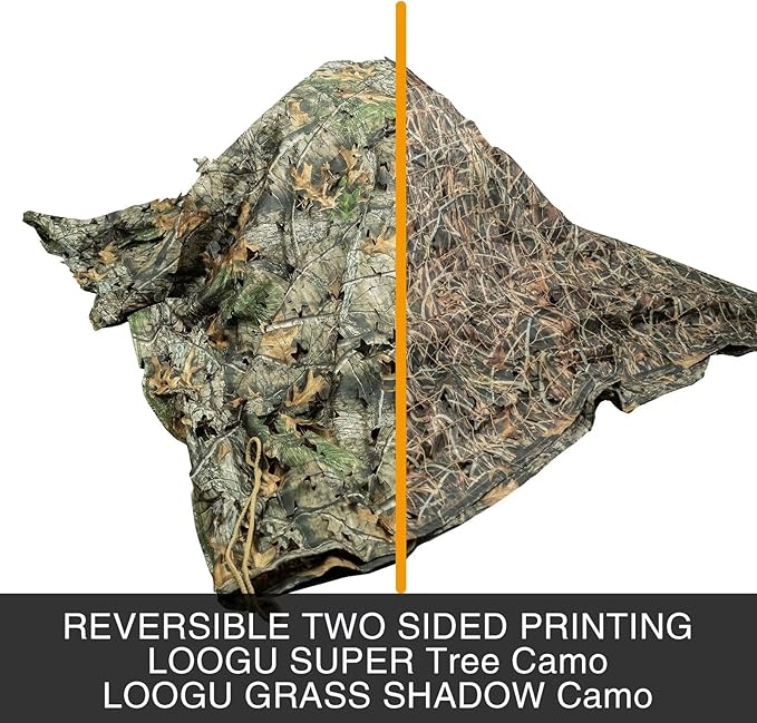 LOOGU Custom Woodland Camo Netting Camping Military Hunting Camouflage Net 6.5 x 10ft, 6.5 x 26ft, 10 x 10ft, 10 x 13ft, 10 x 16.5ft, 13 x 16.5ft, 16.5 x 20ft, 20 x 20ft