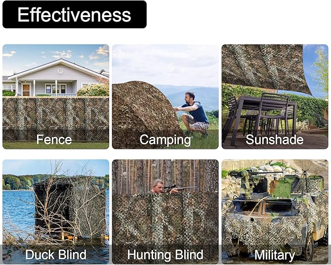 LOOGU Custom Woodland Camo Netting Camping Military Hunting Camouflage Net 6.5 x 10ft, 6.5 x 26ft, 10 x 10ft, 10 x 13ft, 10 x 16.5ft, 13 x 16.5ft, 16.5 x 20ft, 20 x 20ft
