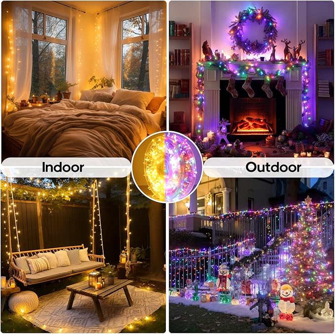 128FT 300 LED Christmas String Lights, Color Changing String Lights, Outdoor Waterproof Twinkle Lights, 11 Lighting Modes, Timing, Christmas Decoration-Multicolor to Warm White