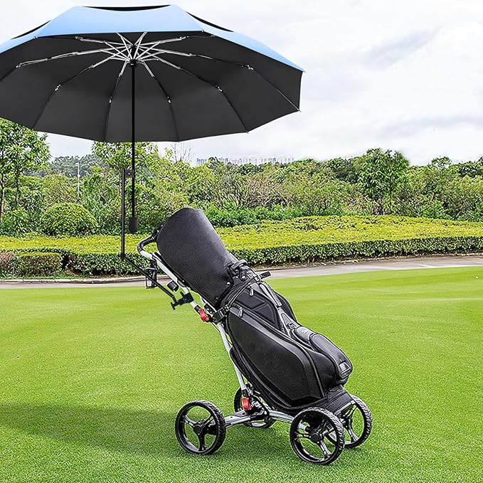 UPF 50+ Golf Umbrella with Adjustable Universal Clamp, Portable Umbrellas for Rain, Manual Open & Close, for Beach Chair, Golf Cart, Stroller, Bleacher, Patio
