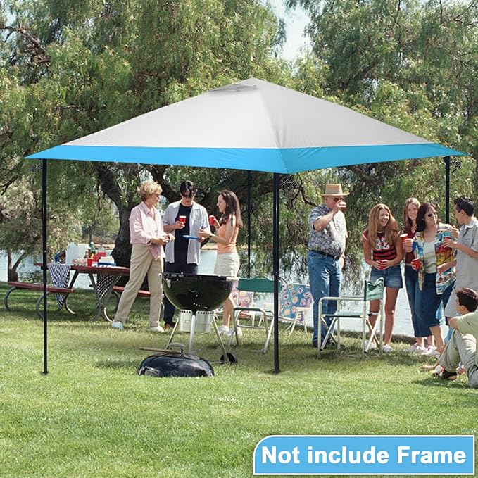 13x13 Canopy Replacement Top Cover,Single Tier Waterproof Instant Canopy Vented Top，Silver Coated Oxford Pop Up Canopy Replacement Cover for Outdoor Garden Camping(Top Only,396 * 396cm