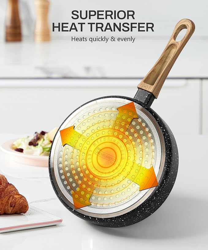 MICHELANGELO Small Frying Pan Nonstick - 6 Inch Single Egg Frying Pan, Mini Skillet with Stay-Cool Handle, Non-Toxic Omelette Pan, Black
