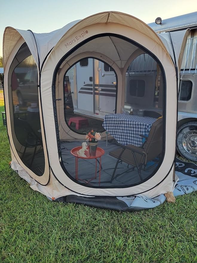 Screen Pop Up House Room Tent, Canopy Sun Shade Shelter for Camping, Patio, Backyard, Deck & Outdoor Activities, Portable Gazebo, Not Waterproof, 10'x10',Beige
