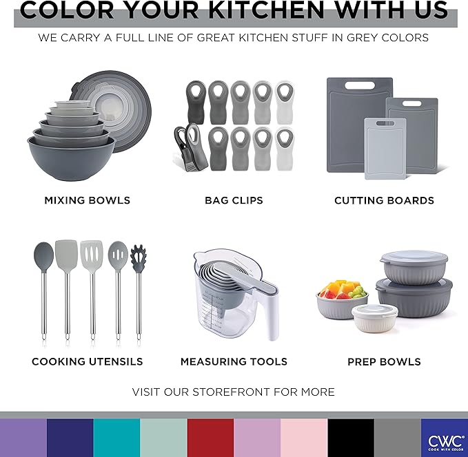 COOK WITH COLOR Silicone Cooking Utensils, Kitchen Utensil Set, Easy to Clean Silicone Kitchen Utensils, Cooking Utensils for Nonstick Cookware, Kitchen Gadgets Set, 10 Pieces, Grey Ombre