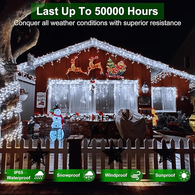 1620 LED Christmas Lights with 360 Drops,164ft 8 Modes Fairy Hanging String Lights with Time Waterproof, Plug-in Hanging String Lights for Holiday Wedding Party Christmas Decor (Cool White)