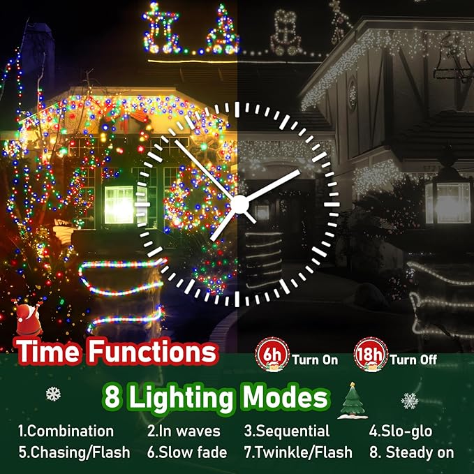 XURISEN Upgraded 561FT 1400 LED Christmas Lights Outdoor, Super Long String Lights 8 Modes & Memory Timer Plug in Fairy Lights for Home Xmas Tree Party Wedding Decor -Multicolor