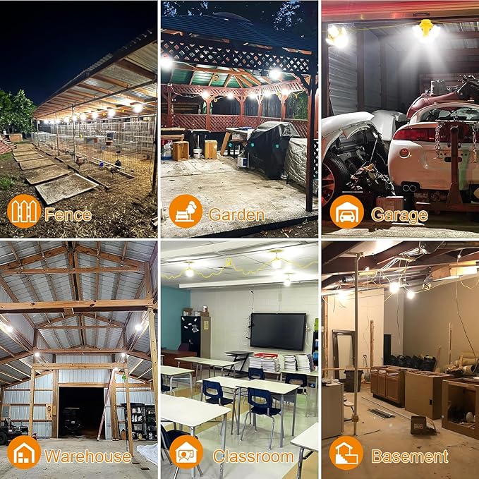 100FT LED Construction String Lights, 300W 30000LM Super Bright LED String Work Lights, Construction Temporary Lights for Construction Sites, Temporary Work, Job site, Indoor and Outdoor Lighting