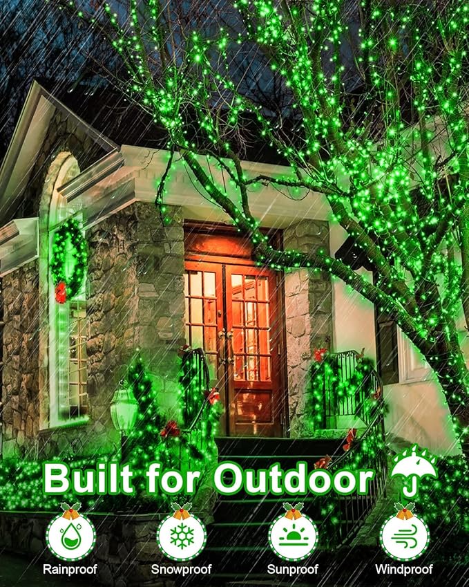 355FT 900LED LED Christmas Lights, Extra Long Outdoor String Lights Waterproof, Timer & Memory, 8 Modes Dimmable Plug in Fairy for Outside Tree Wedding Patry Green