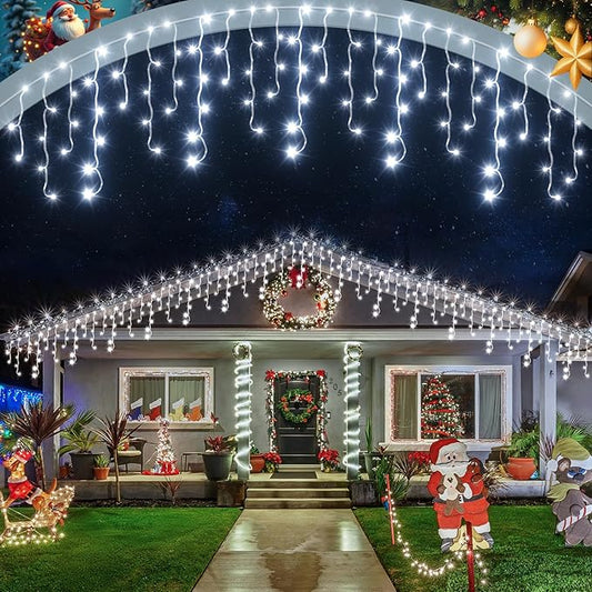 2 Pack 53FT 486 LED Christmas Lights Outdoor,Plug in Waterproof Christmas Lights for Outside, Timer & Memory, 8 Modes Hanging Fairy Light for Wedding Decorations House Eaves Yard Patio, Cool White