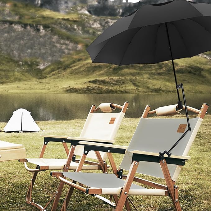 UPF 50+ Golf Umbrella with Adjustable Universal Clamp, Portable Umbrellas for Rain, Manual Open & Close, for Beach Chair, Golf Cart, Stroller, Bleacher, Patio