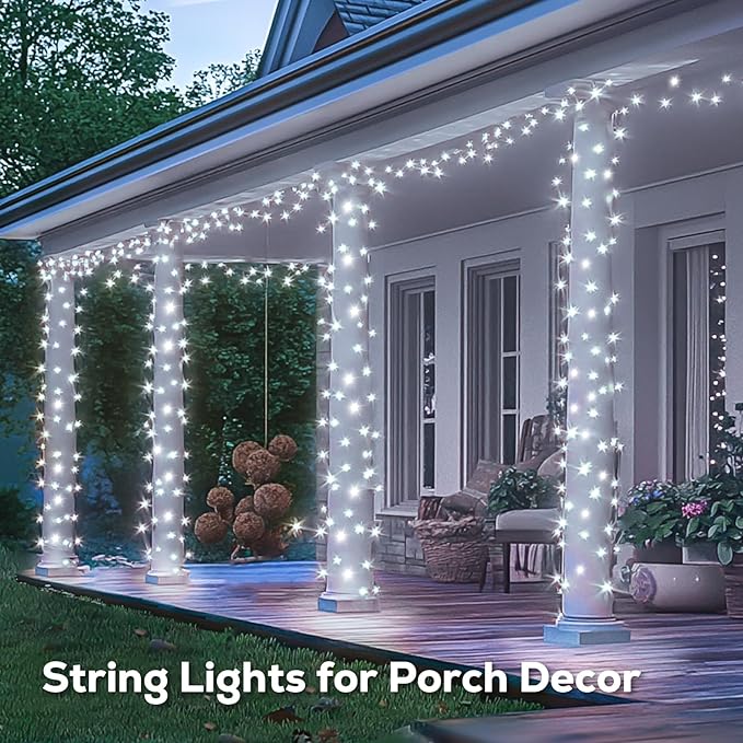 246FT 600 LED Christmas Lights Outdoor Indoor Waterproof 8 Modes String Lights for Outside Cool White Christmas Tree Lights Plug in for Outside Bedroom Wedding Party Holiday Decorations