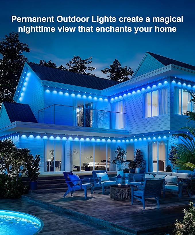 300Ft Permanent Outdoor Lights,Smart RGB Outdoor Lights with Remote APP Control, IP67 Waterproof Outside Light for House for Daily, Garden, TV Backlights, Christmas Decor