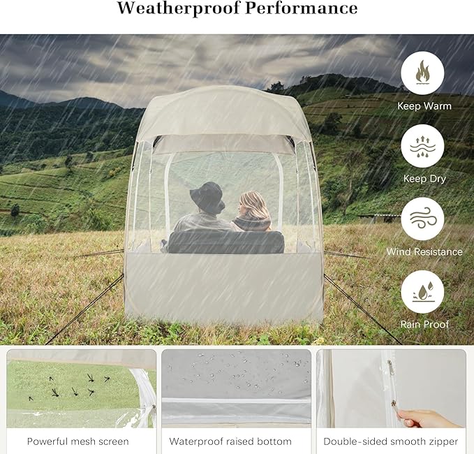 Sports Tent, Instant Weather Proof Clear View Bubble Tent with Carry Bag, Portable & Foldable Pop Up Tents Shelter for Watching Sports Events, Camping, Fishing