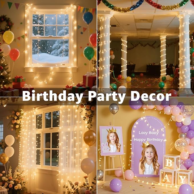 Connectable LED String Lights Indoor Outdoor, 150 LED 49 FT Warm White Christmas Lights Waterproof, 8 Modes Plug in Twinkle Fairy Lights for Classroom Bedroom Decoration