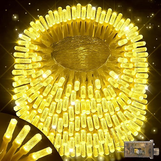 XURISEN Upgraded 561FT 1400 LED String Christmas Lights Outdoor, Super Long Fairy Lights 8 Modes & Memory Timer Plug in for Home Xmas Tree Party Wedding Decor -Warm White
