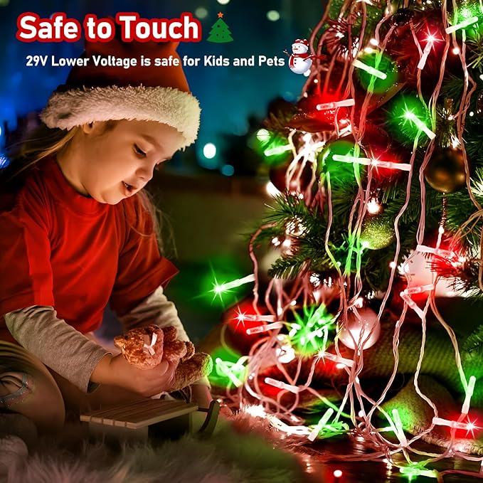 XURISEN Upgraded 561FT 1400 LED Christmas Lights Outdoor, Super Long String Lights 8 Modes & Memory Timer Plug in Fairy Lights for Home Xmas Tree Party Wedding Decor -Red and Green