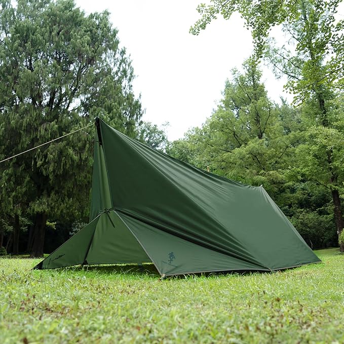 FREE SOLDIER Camping Tarp Waterproof Portable Multifunctional Outdoor Traveling Awning Backpacking Shelter Rain Tarp (Lake Green 10×10.5ft)