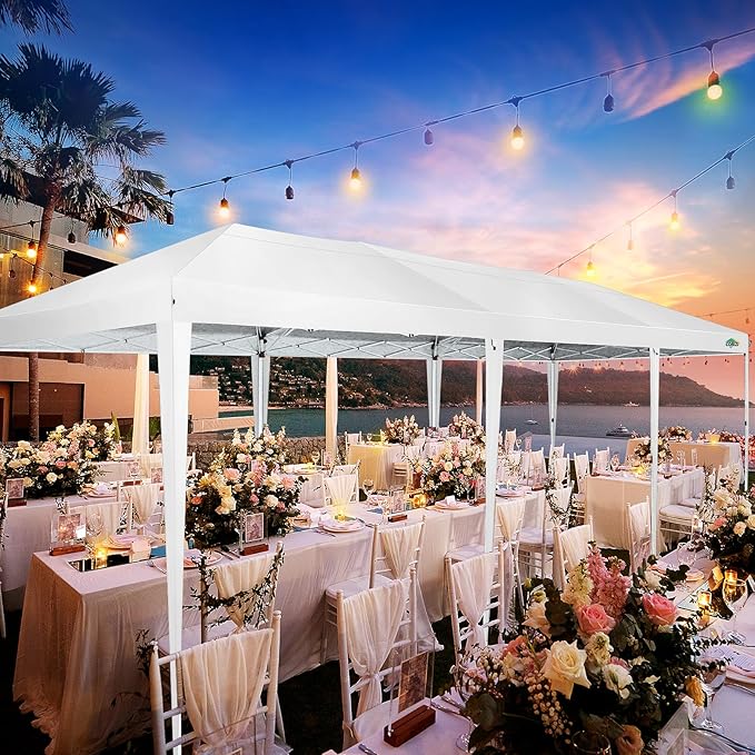 COBIZI 10x30 Pop Up Canopy Tent for Parties with 8 Sidewalls Waterproof Commercial Instant Canopy 10x30 Party Tent for Backyard, Wedding Portable Outdoor Gazebo with Carrybag&4 Sandbags(White
