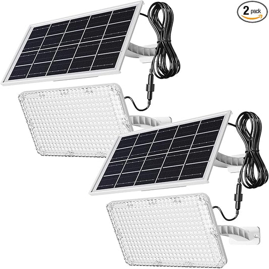 1000 Lumen 299 LED Solar Dusk to Dawn Light Outdoor JACKYLED Solar Powered Spotlight with 4000mAh Battery Outside Waterproof Wall Mount Security Light for Porch Storage Room Patio Shed (White, 2-Pack)