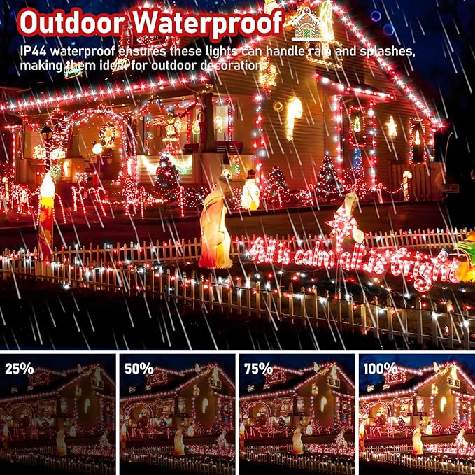 XURISEN Upgraded 561FT 1400 LED Christmas Lights Outdoor, Super Long String Lights 8 Modes & Memory Timer Plug in Fairy Lights for Home Xmas Tree Party Wedding Decor -Red and White