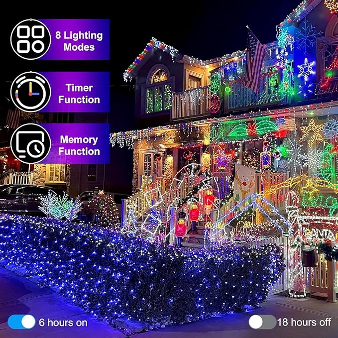 1500 LED 470FT Christmas String Lights Outdoor, 12 Pro Modes and Timer Memory & Brightness, Plug in Waterproof Clear Wire Twinkle Light for for Xmas Yard Tree Wedding Party Decor (Blue)