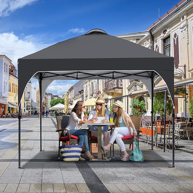 Pop Up Canopy, 10x10 FT Instant Outdoor Canopy Tent with Carrying Bag, 3 Adjustable Heights - Portable for Event, Parties, Camping and More Outdoor Activities