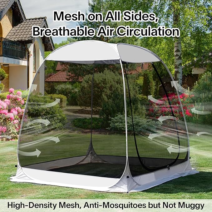 LEEDOR Pop Up Screen House, 6-10-15 Person Outdoor Screen Tent，Camping Screen Room with Carry Bag, Screened Gazebo with Mosquito Netting, Instant UV Resistant Sun Shelter for Garden, Patio, Backyard