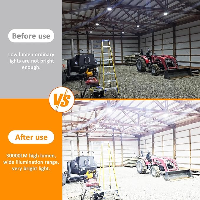 100ft LED Construction String Lights,Super Bright 300W 30000LM Waterproof IP67 Led String Work Lights, Construction Temporary Lights (Upgrad 100ft-10lights)