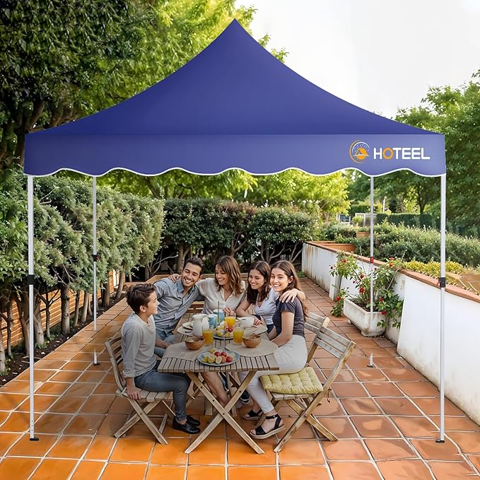 HOTEEL 10×10 Pop Up Canopy, UV 50+ and Waterproof Canopy Tent 10×10, Thickened Frame, Large Space Easy Pop Up Canopy, Outdoor Canopy for Weddings, Beaches, Parties, Patio (Dark Blue)