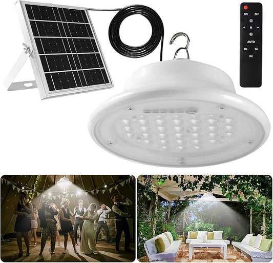 Solar Pendant Light Shed Light Lighting Day and Night Auto Dusk to Dawn Solar Light Indoor and Outdoor with Remote Controlfor for Barn, Patio, Garden, Yard, Gazebo,Chicken Coop, Tent (1 Light)
