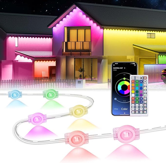 150Ft Permanent Outdoor Lights,Smart RGB Outdoor Lights with Remote APP Control, IP67 Waterproof Outside Light for House for Christmas, Halloween, Holiday, Party, Daily
