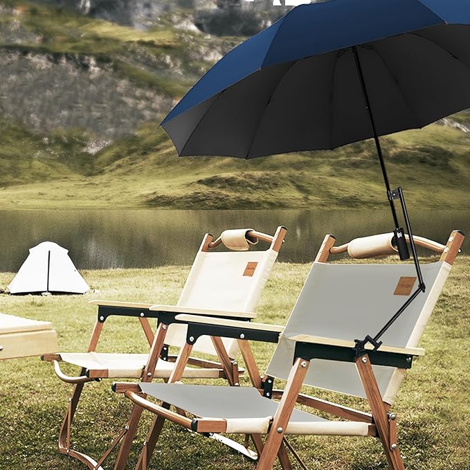 UPF 50+ Beach Umbrella with Adjustable Universal Clamp