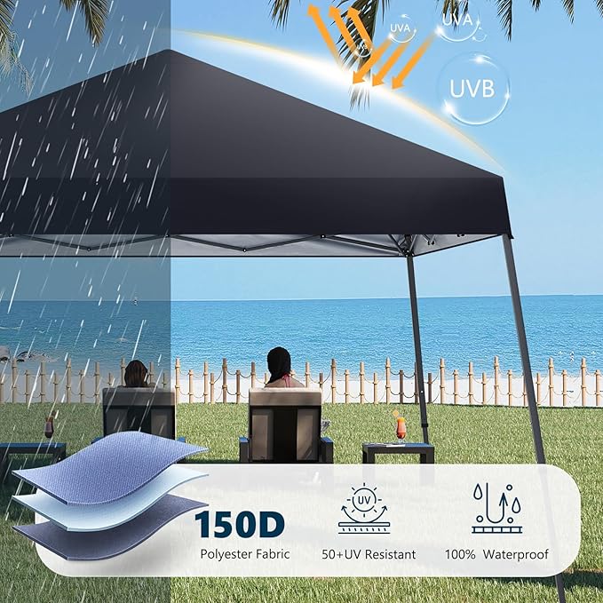 MASTERCANOPY Portable Pop Up Canopy Tent with Large Base(10x10,Black)
