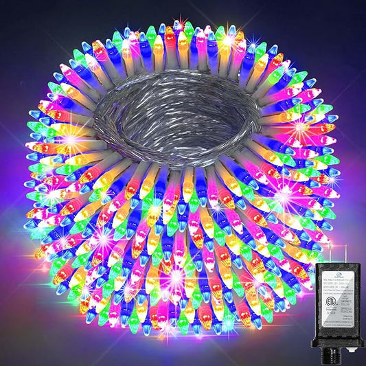 1500 LED 502FT Christmas String Lights Outdoor, Christmas Light with 8 Lighting Modes& Timer & Memory, Plug in Outdoor Waterproof Clear Wire Twinkle Light for for Xmas Yard Tree Party Decor Multicolor
