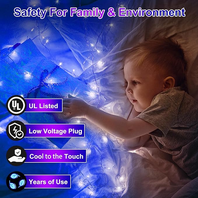 492FT Christmas Lights Outdoor, 1300 LED Extra Long LED String Lights 8 Modes Christmas Tree Lights, with Timer & Momory Function Waterproof Decorations for Xmas Yard Tree Party Home Garden Blue