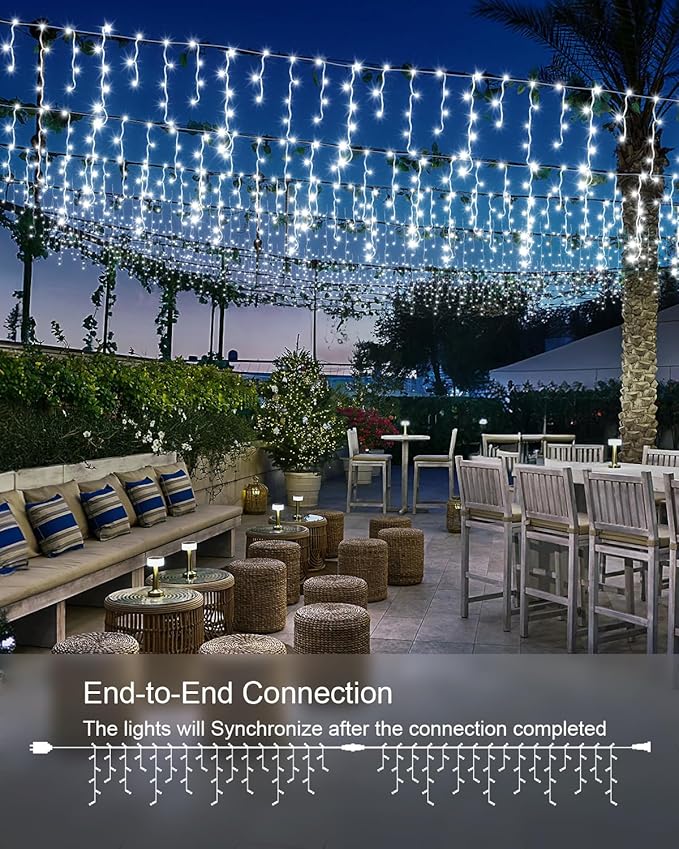 1458 LED 159 FT Wedding Decorations Outdoor, Waterproof Outside Christmas Lights Plug in, Timer & Memory, 8 Modes Fairy Lights with 324 Drops for Patio Window Holiday Pathway Indoor