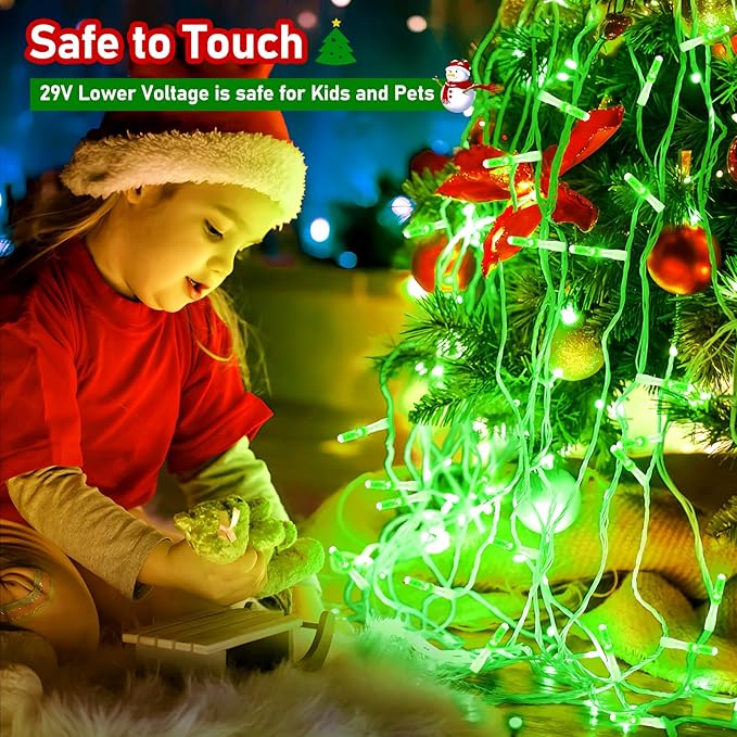 XURISEN Upgraded 403FT 1000 LED Christmas Lights Outdoor, Super Long String Lights 8 Modes & Memory Timer Plug in Fairy Lights for Home Xmas Tree Party Wedding Decor -Green
