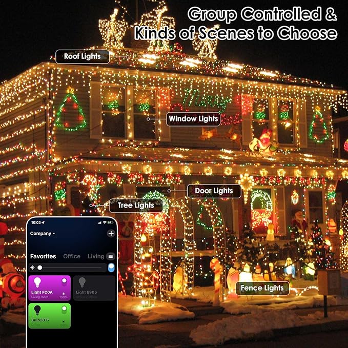 Smart Color Changing Halloween Lights, RGB LED String Lights with Remote & App Control & Timer, Music Sync Multiple Modes 66ft 200 LED Twinkle Christmas Tree Light Waterproof Indoor Outdoor Decor