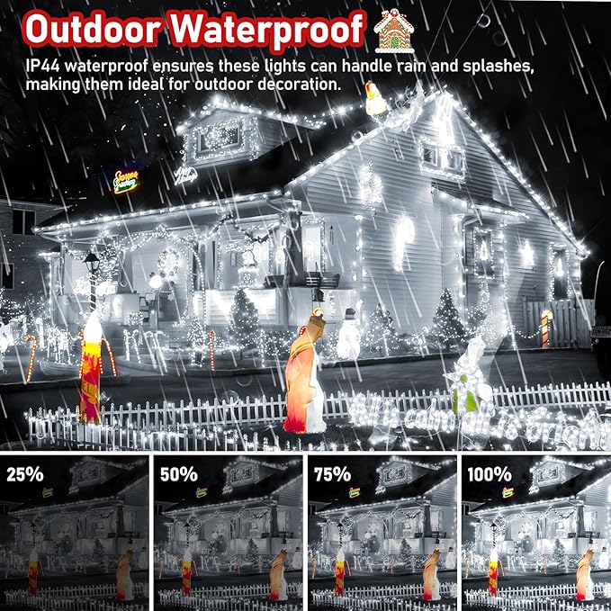 XURISEN Upgraded 561FT 1400 LED Christmas Lights Outdoor, Super Long String Lights 8 Modes & Memory Timer Plug in Fairy Lights for Home Xmas Tree Party Wedding Decor -Cool White