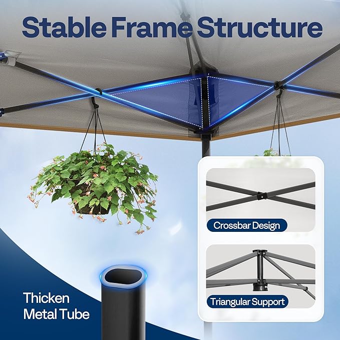 VIVOHOME 10x10ft Pop Up Canopy Tent One Push Setup Outdoor Portable Shelter Tent Heavy Duty with Wheel Carry Bag and 4 Sandbags, Beige