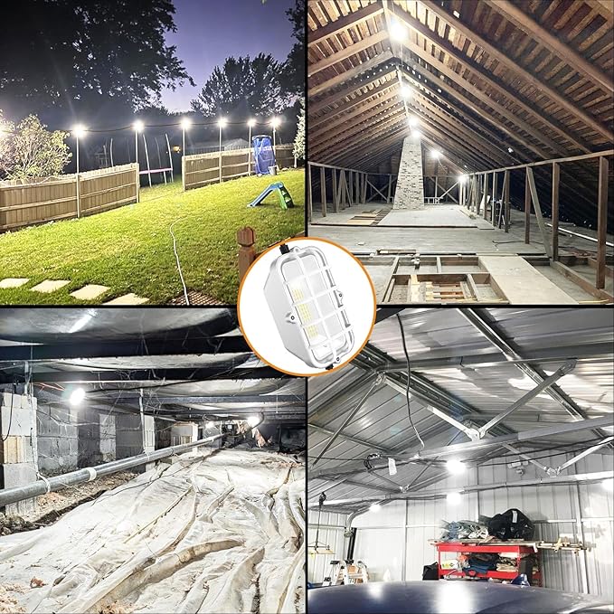 100ft LED Construction String Lights,Super Bright 300W 30000LM Waterproof IP67 Led String Work Lights, Construction Temporary Lights (Upgrad 100ft-10lights)