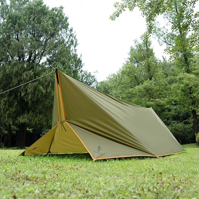 FREE SOLDIER Camping Tarp Waterproof Portable Multifunctional Outdoor Camping Traveling Awning Backpacking Shelter Rain Tarp (Brown 10×13ft)