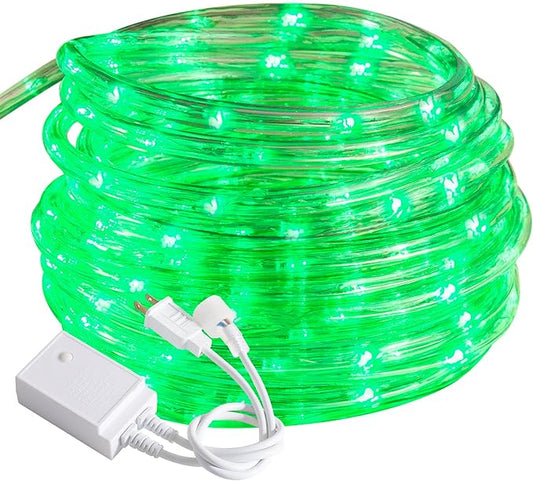 Waterproof LED Rope Lights, Connectable & Flexible with 8 Modes, Outdoor Lighting for Deck, Garden, Pool, Patio & Christmas Decor (Green, 50FT)