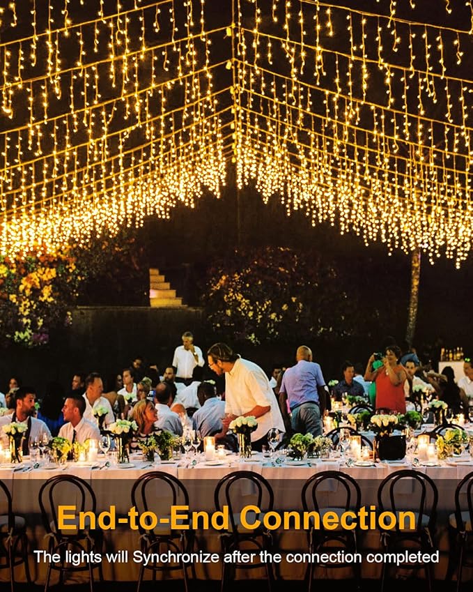 2 Pack 53FT 486 LED Christmas Lights Outdoor, Plug in Waterproof Christmas Lights for Outside, Timer & Memory, 8 Modes Hanging Fairy Light for House Eaves Yard Patio Wedding Decorations, Warm White