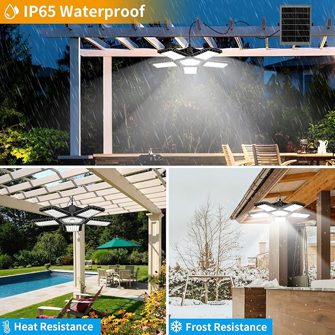 Solar Shed Light Indoor Outdoor, Upgrade Large 267LED Solar Powered Motion Sensor Pendant Light Works Day & Night, Solar Indoor Light with 2 Lighting Modes + Timer & Remote for Shed Gazebo Garage Barn